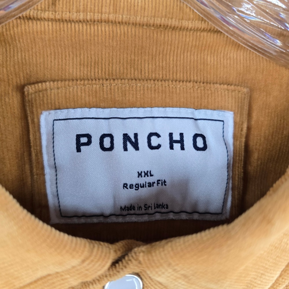 Poncho Corduroy Shirt Men XXL Camel Western Pearl Snap Regular Fit Long Sleeve - Picture 2 of 6